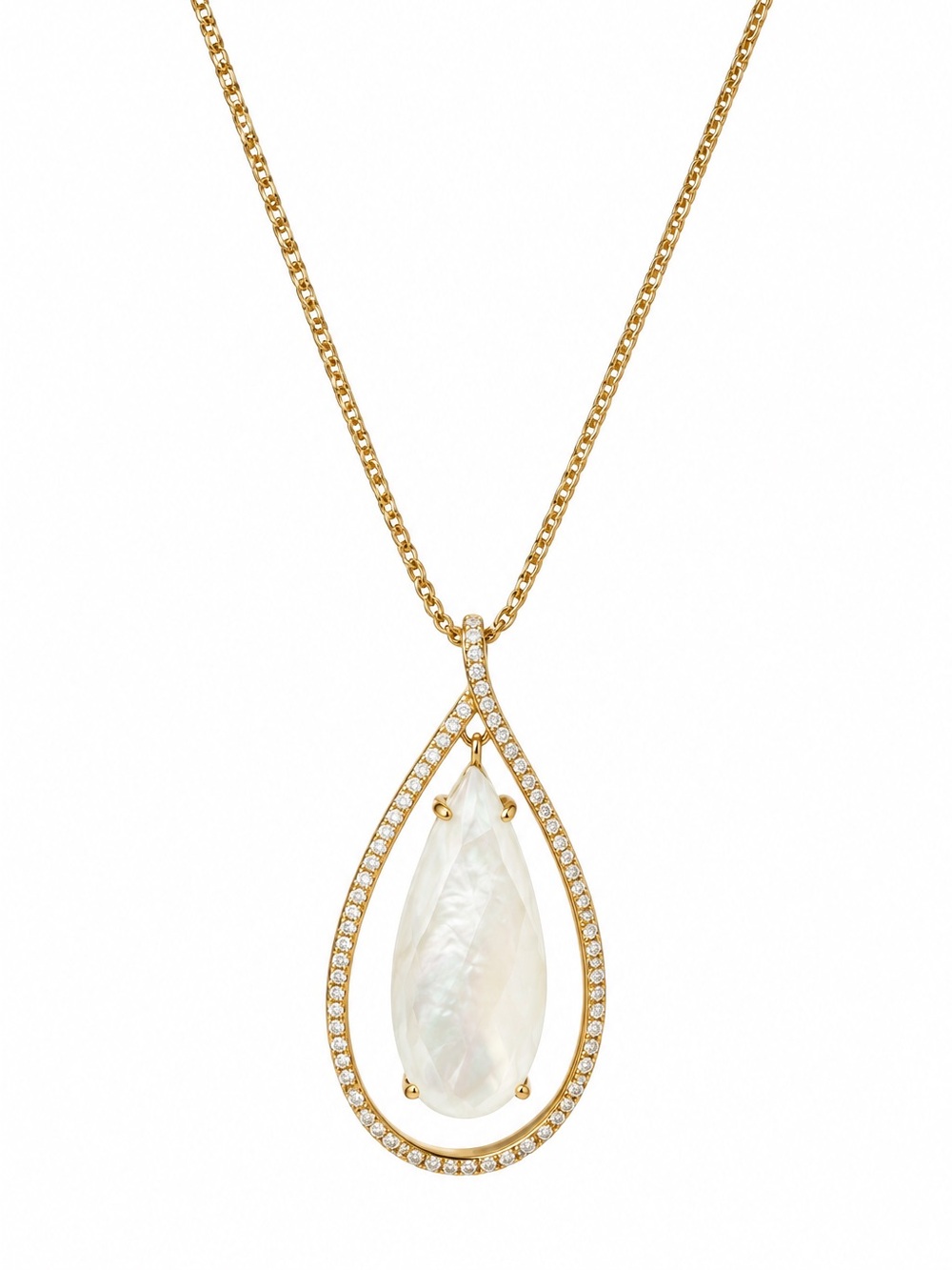 Judith Jack Gold Over Sterling Silver Necklace Gold Teardrop Pendant Necklace